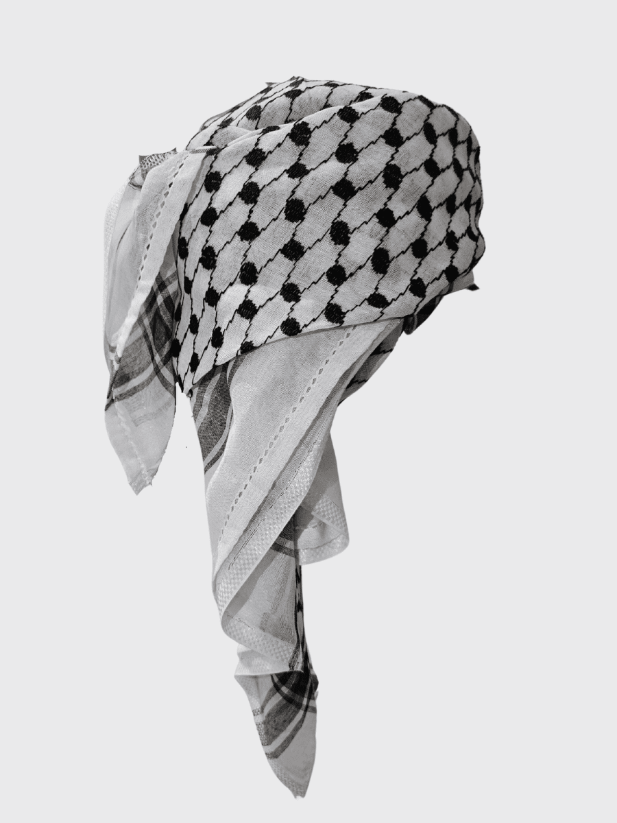 Mens Ready Made Black & White Arab Hat Shemagh Keffiyeh