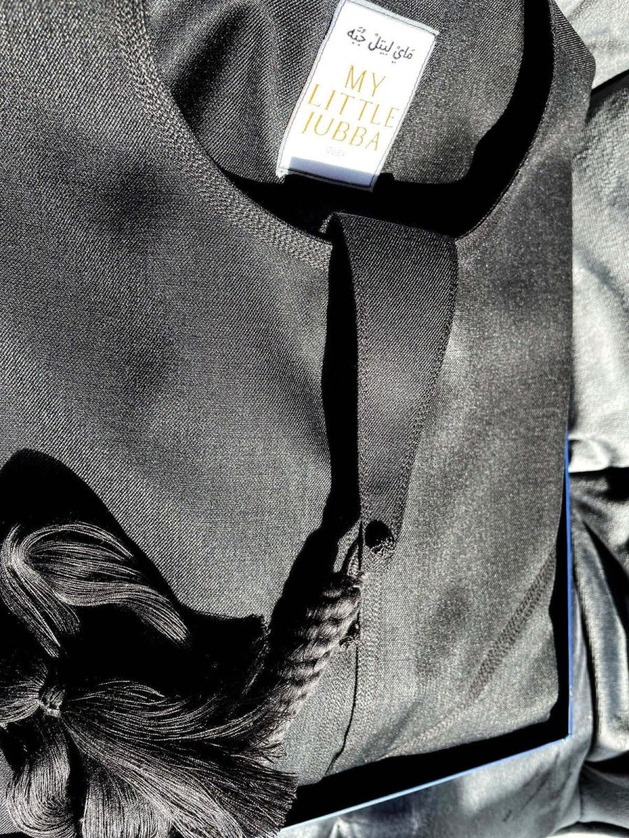 Kids Charcoal Cashmere Wool Emirati Jubba Thobe