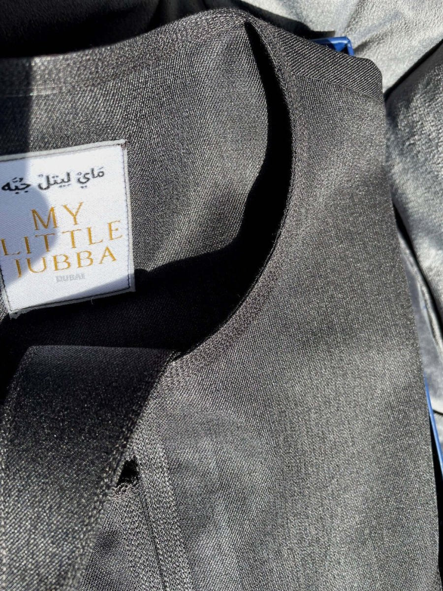 Kids Charcoal Cashmere Wool Emirati Jubba Thobe