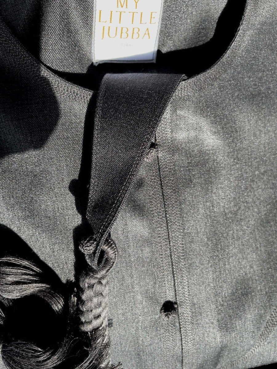 Kids Charcoal Cashmere Wool Emirati Jubba Thobe