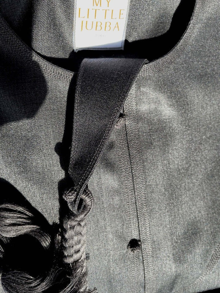 Kids Charcoal Cashmere Wool Emirati Jubba Thobe