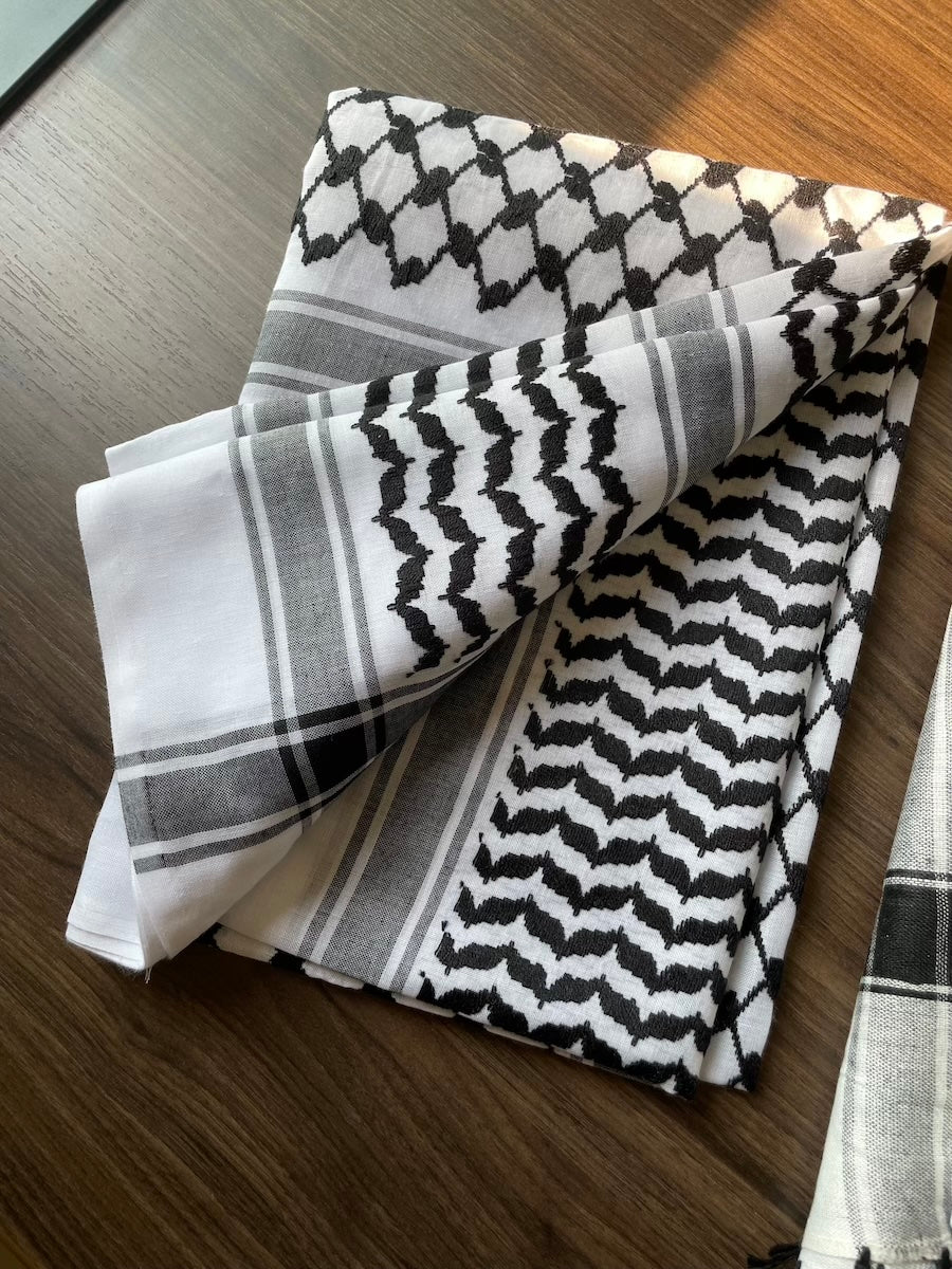 Unisex Black and White Keffiyeh Scarf