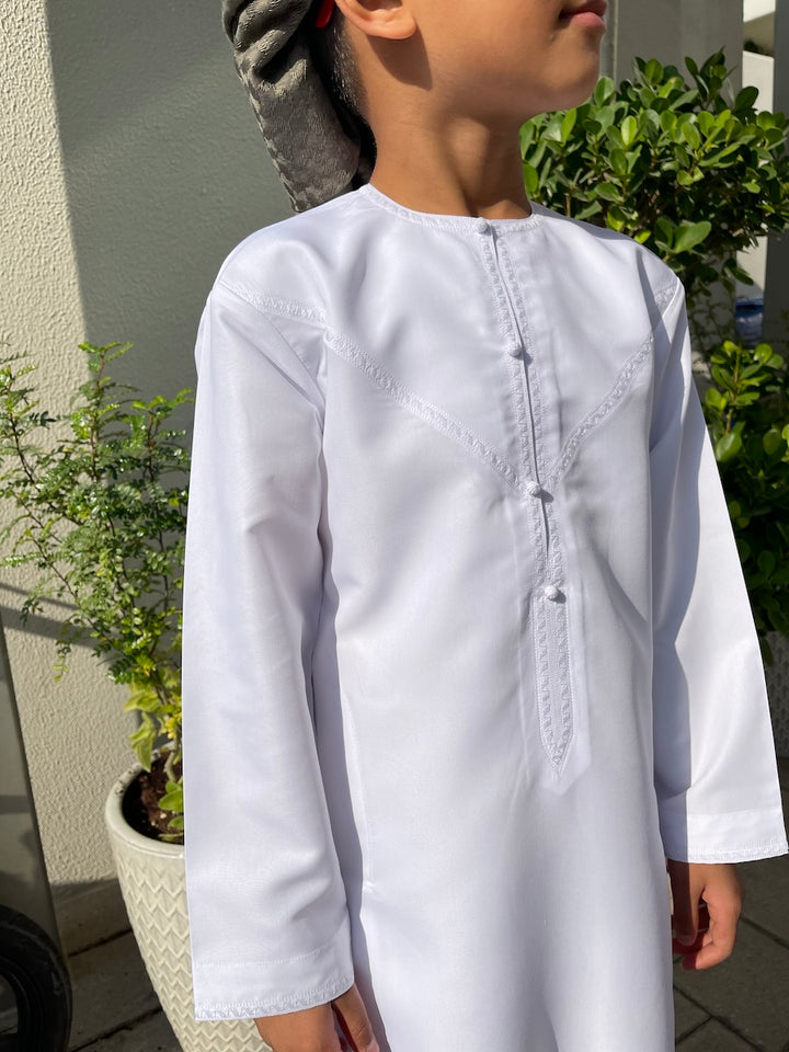 Kids White Emirati Jubba Thobe