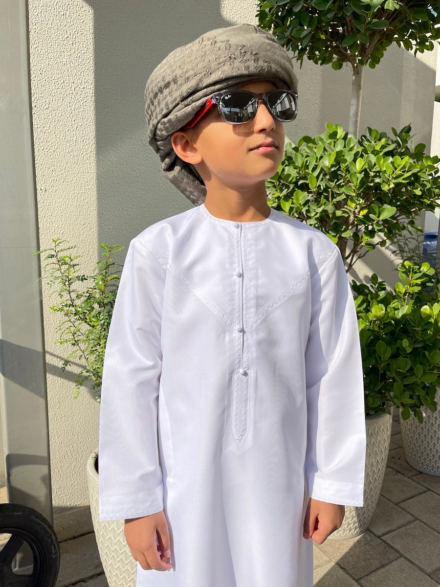 Kids White Emirati Jubba Thobe