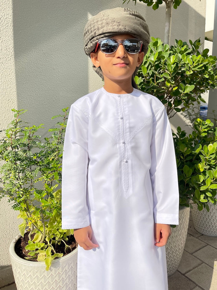 Kids White Emirati Jubba Thobe