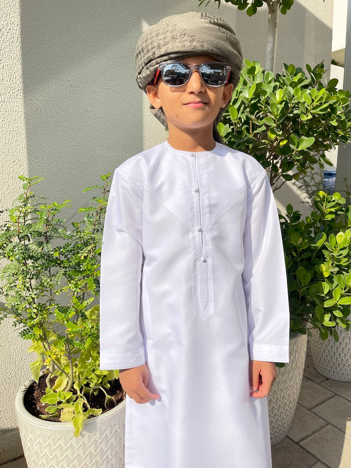 Kids White Emirati Jubba Thobe