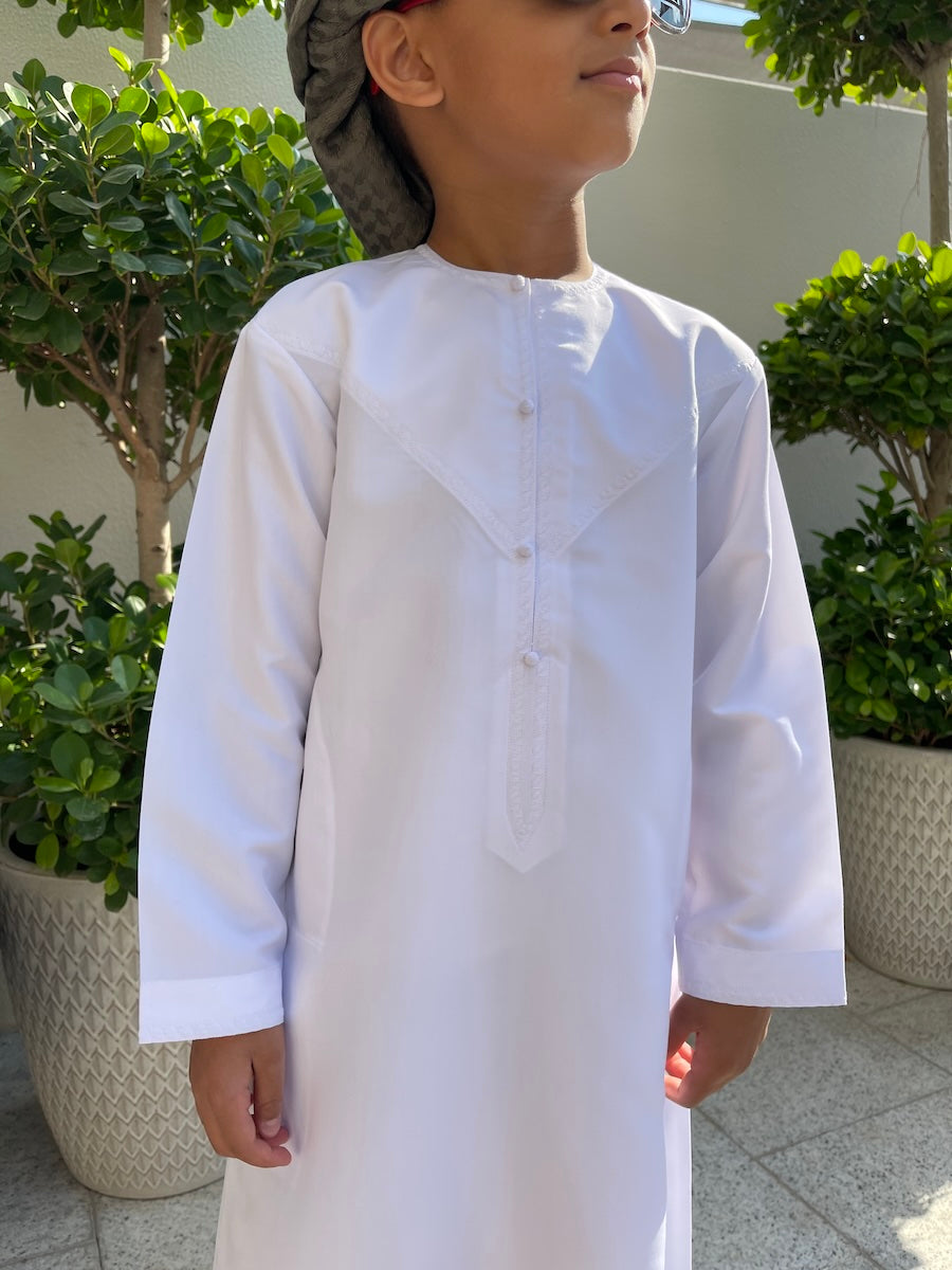 Kids White Emirati Jubba Thobe