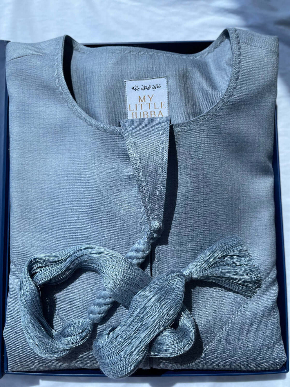 Kids Artic Blue Cashmere Wool Emirati Jubba Thobe