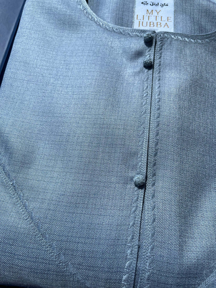 Kids Artic Blue Cashmere Wool Emirati Jubba Thobe