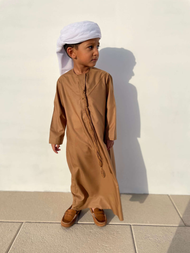 Kids Mustard Emirati Jubba Thobe