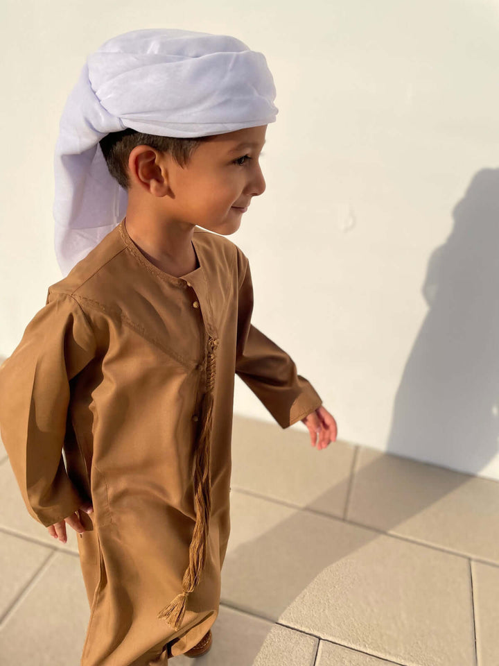 Kids Mustard Emirati Jubba Thobe