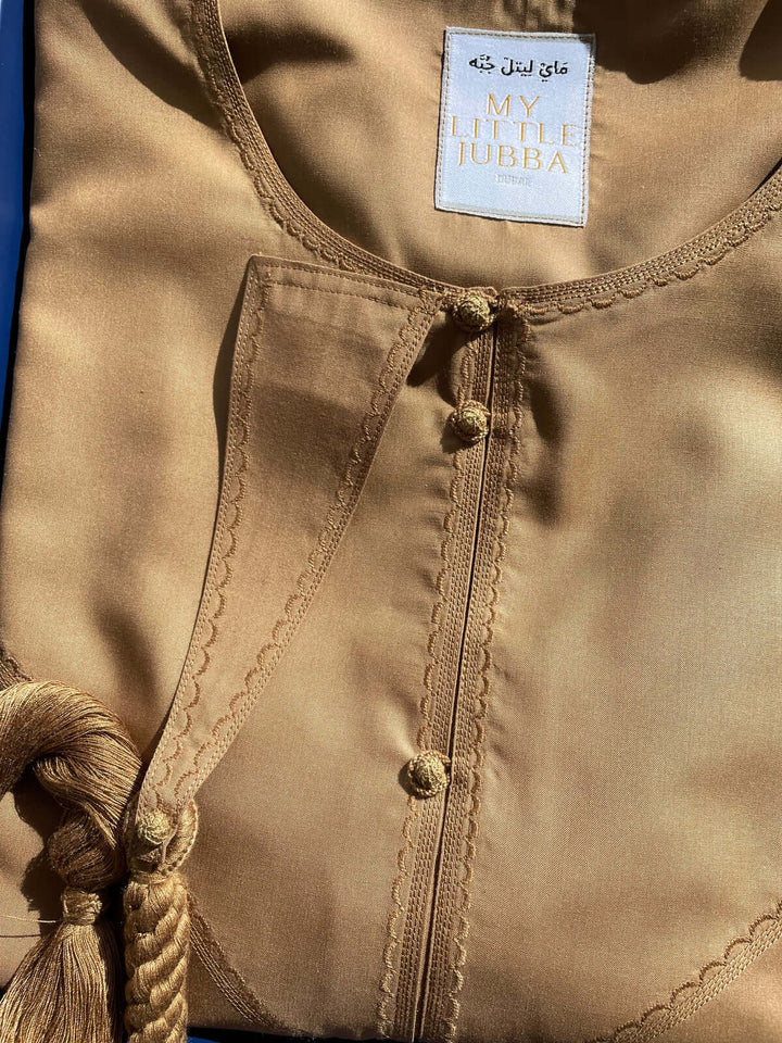 Kids Mustard Emirati Jubba Thobe