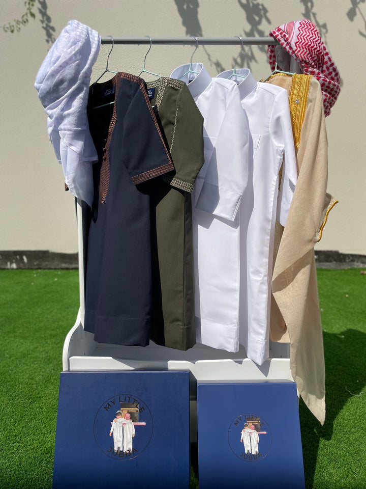 Royal Baby Boy Thobe Gift Set | Beige Bisht 0-12 Months - 10 Items
