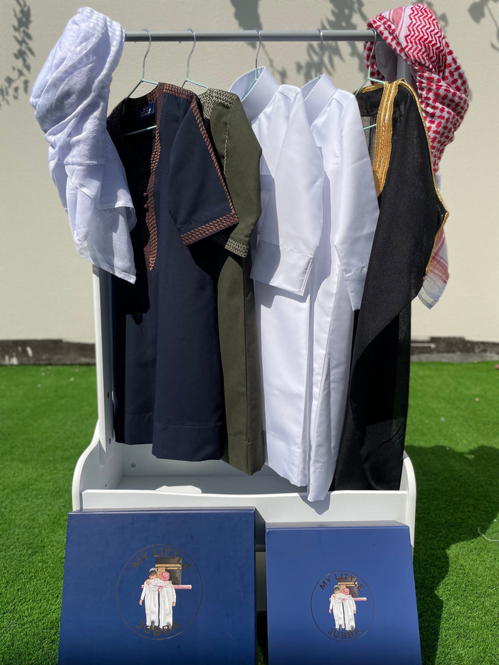 Royal Baby Boy Thobe Gift Set | Black Bisht 0-12 Months - 10 Items