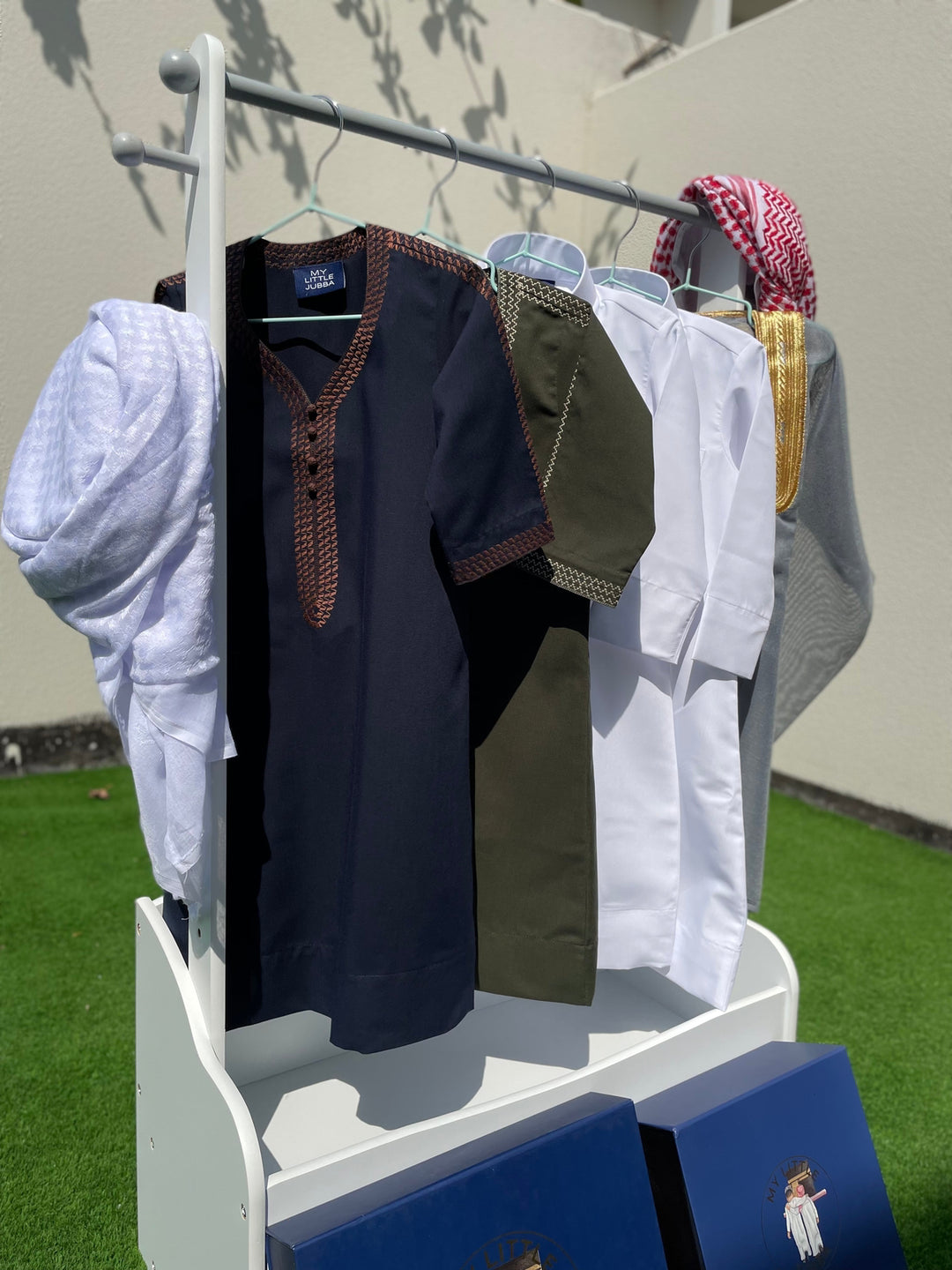 Royal Baby Boy Thobe Gift Set | Grey Bisht 0-12 Months - 10 Items