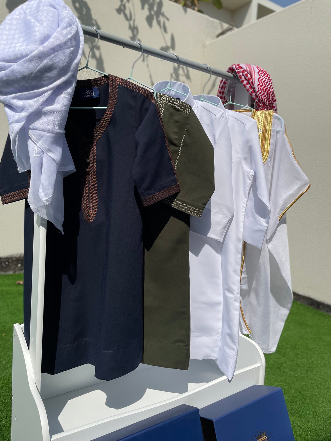 Royal Baby Boy Thobe Gift Set | White Bisht 0-12 Months - 10 Items