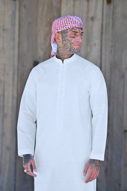 Mens White Cashmere Wool Bahraini Thobe