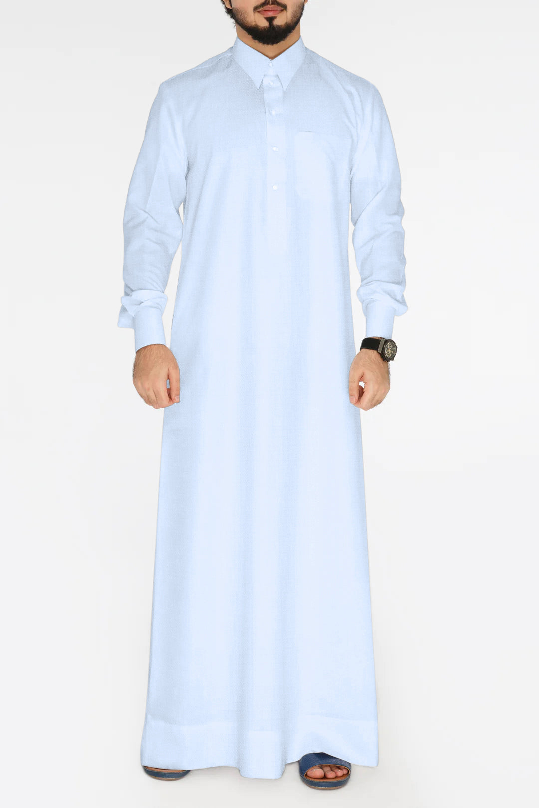 Mens White Cashmere Wool Qatari Thobe