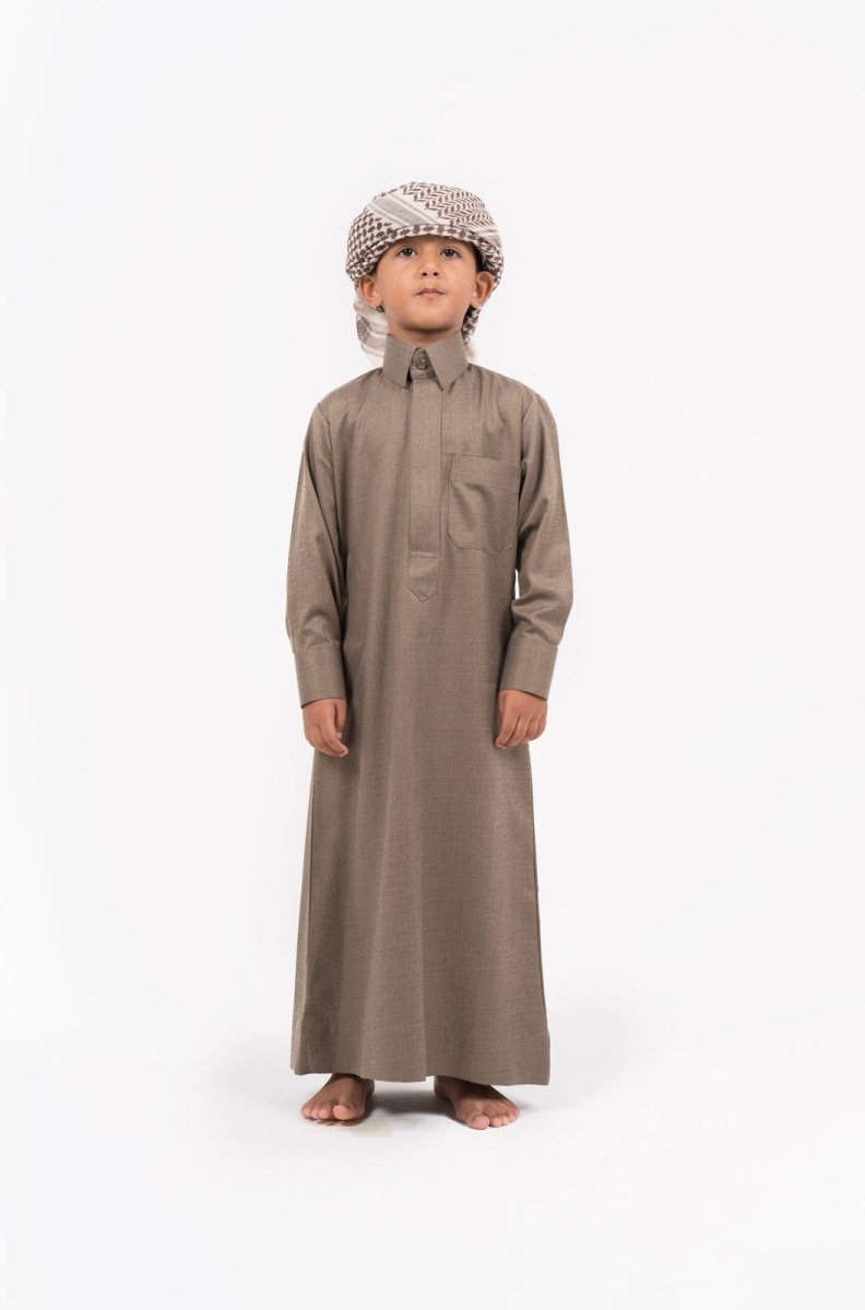 Kids Qatari Bronze Cashmere Wool Jubba Thobe