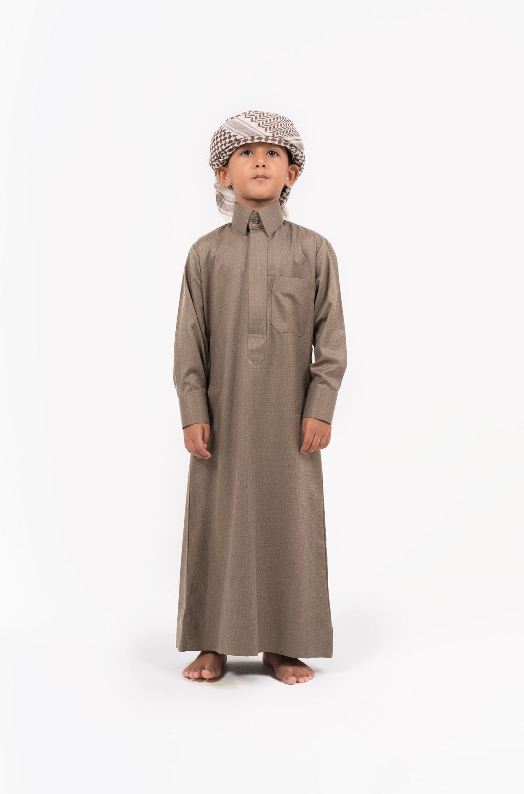 Kids Qatari Bronze Cashmere Wool Jubba Thobe