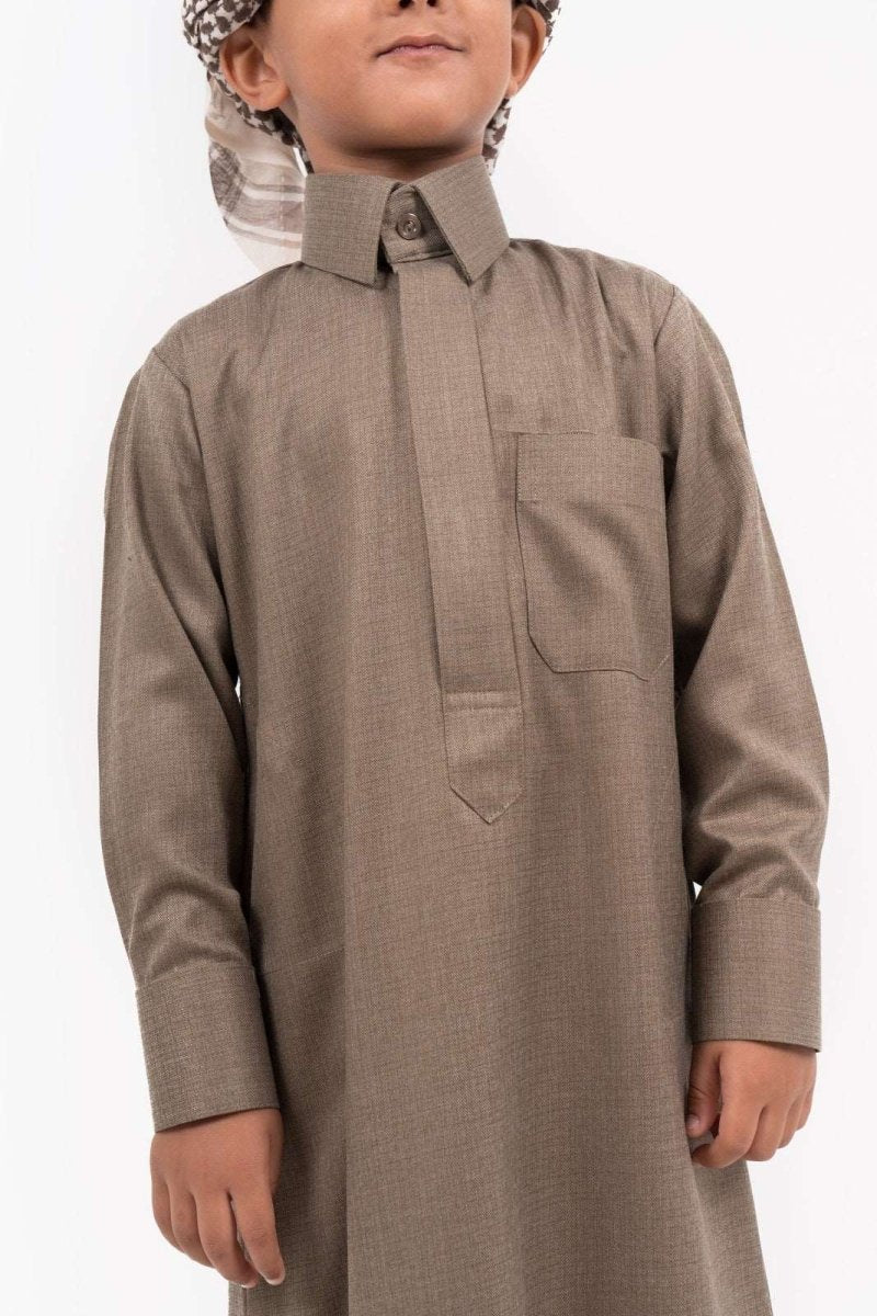 Kids Qatari Bronze Cashmere Wool Jubba Thobe