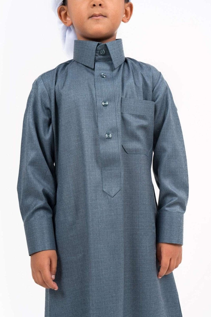 Kids Qatari Teal Cashmere Wool Jubba Thobe