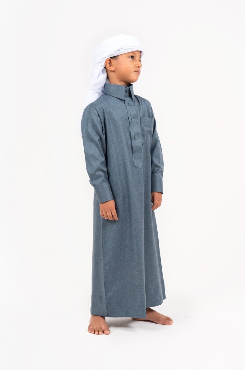 Kids Qatari Teal Cashmere Wool Jubba Thobe