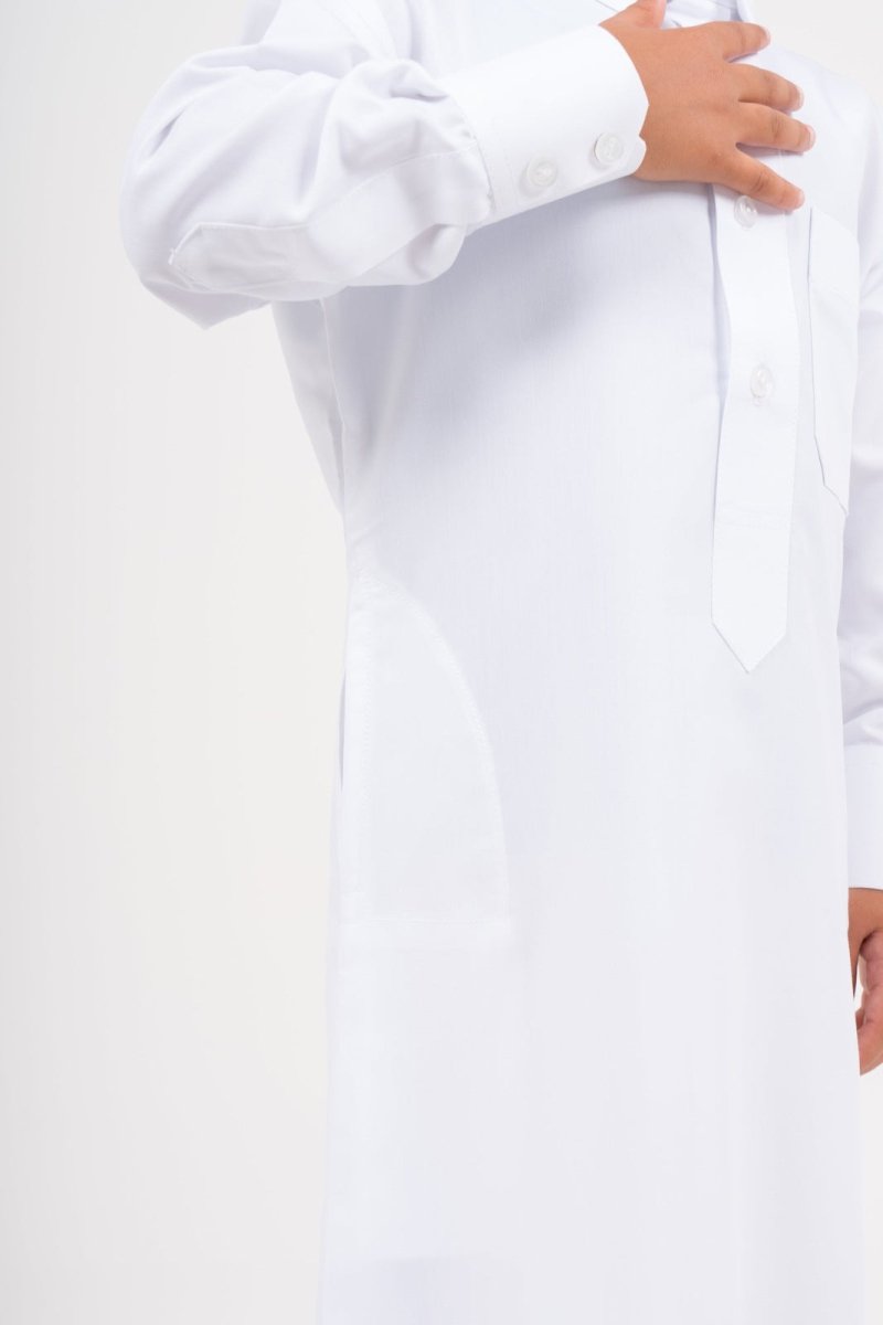 Kids Qatari White Cashmere Wool Jubba Thobe