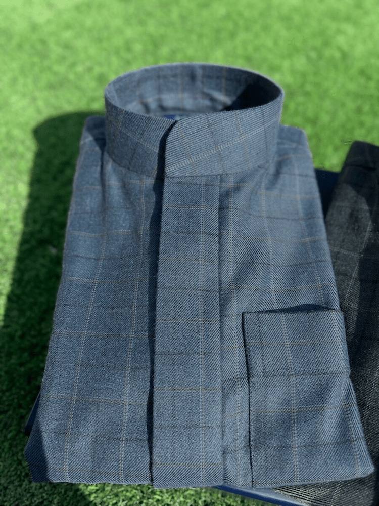 Deep-blue-cashmere-wool-checkered-close-collar-luxury-thobe