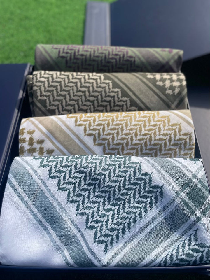 Exclusive Moss & Gold Keffiyeh 4-Piece Set - Limited Edition