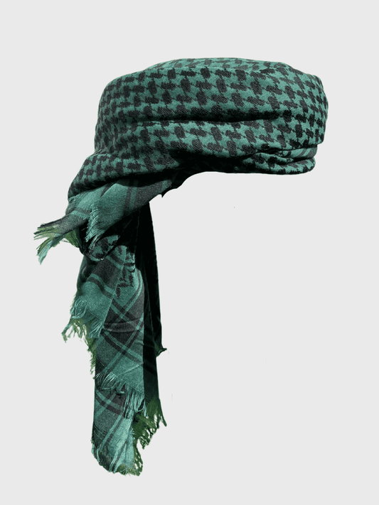 Mens Ready Made Green & Black Arab Hat Shemagh Keffiyeh