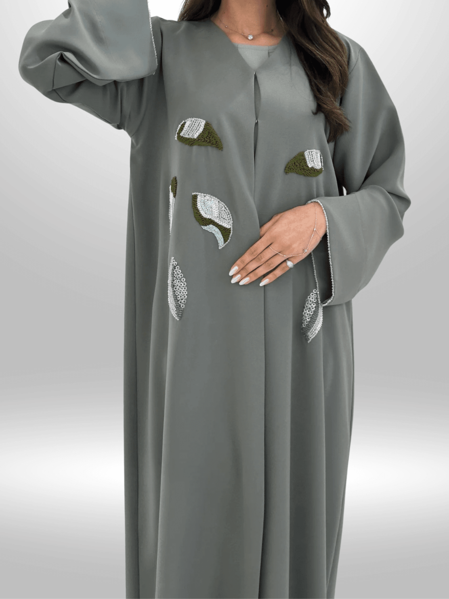 Green Embroidery Abaya with Intricate Detailing