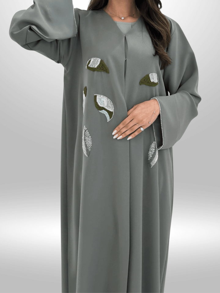 Green Embroidery Abaya with Intricate Detailing