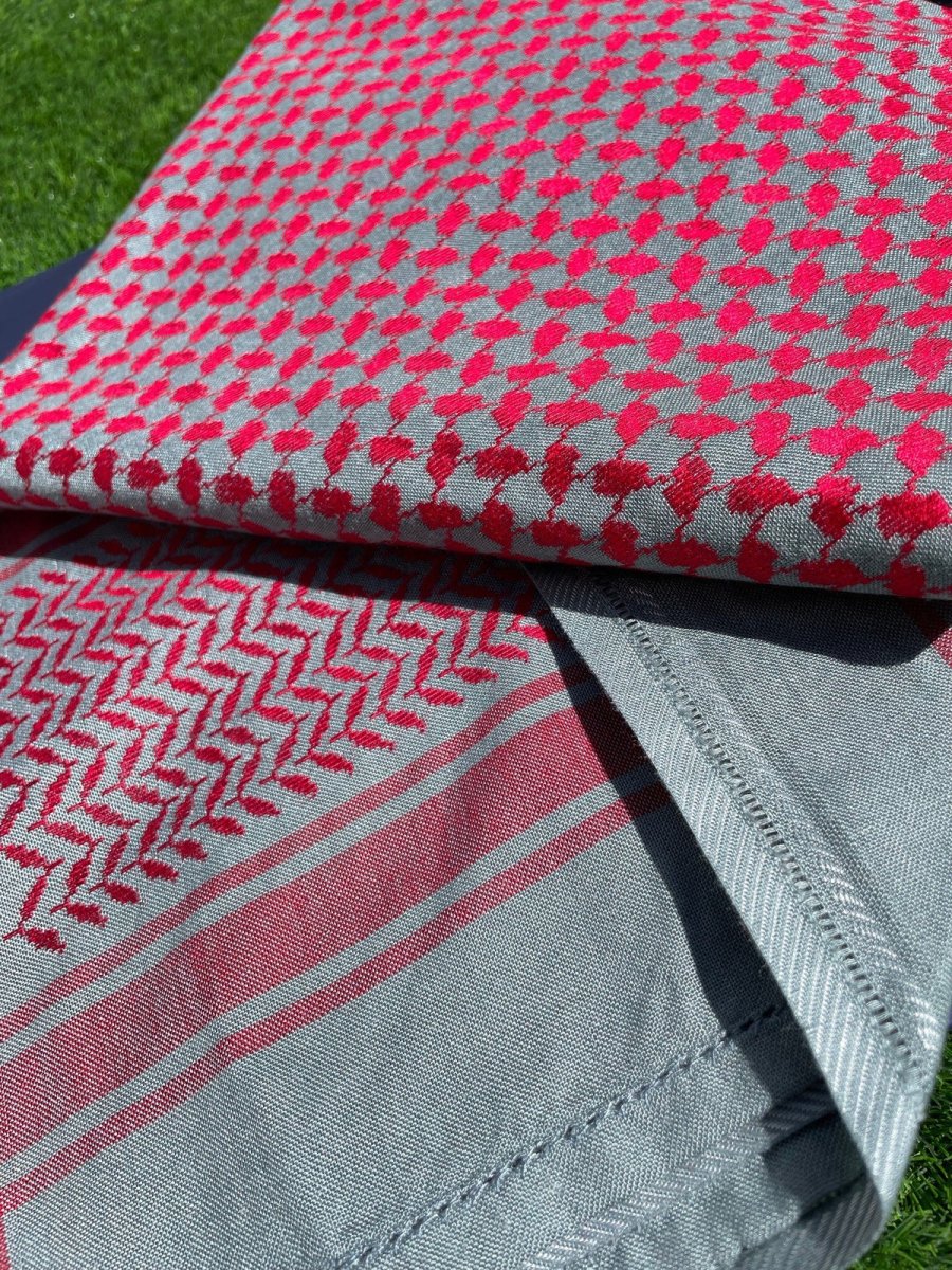 Unisex Red and Grey Keffiyeh Scarf