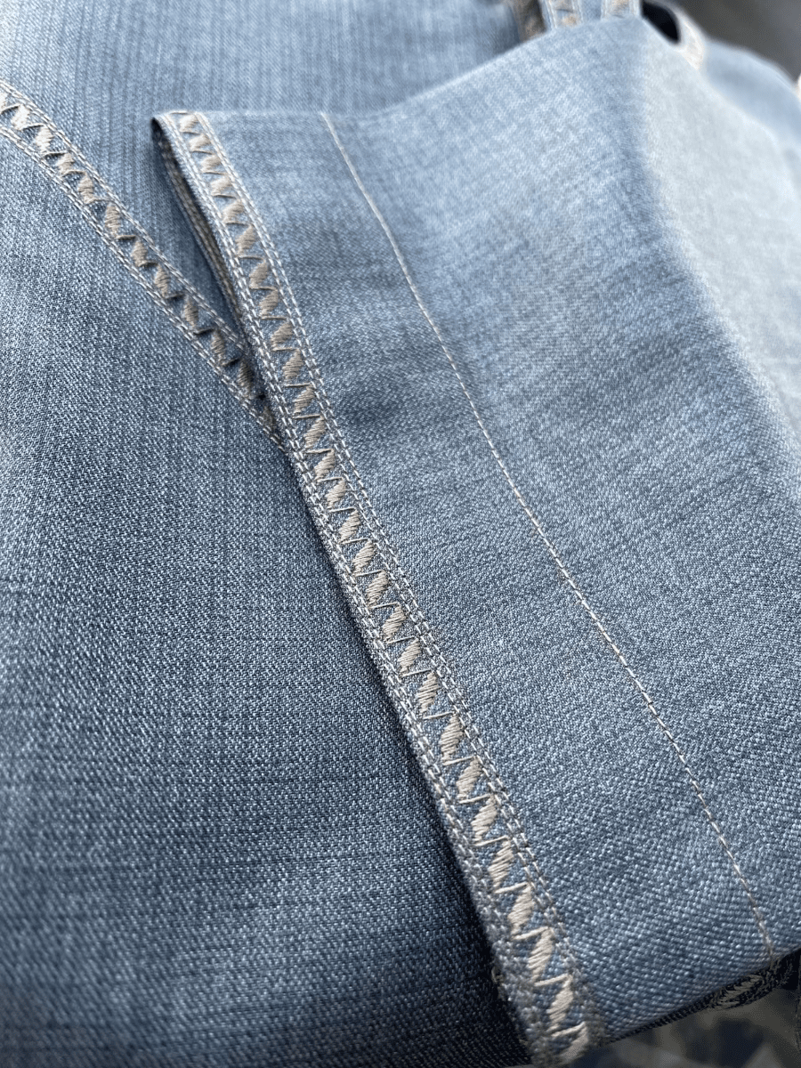 Mens 2 Tone Navy Cashmere Wool Emirati Thobe with Embroidery