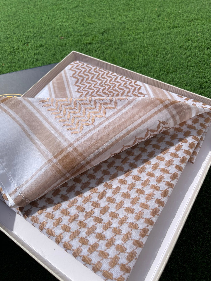 Gold Luxury Keffiyeh – Traditional Stiff Cotton Scarf