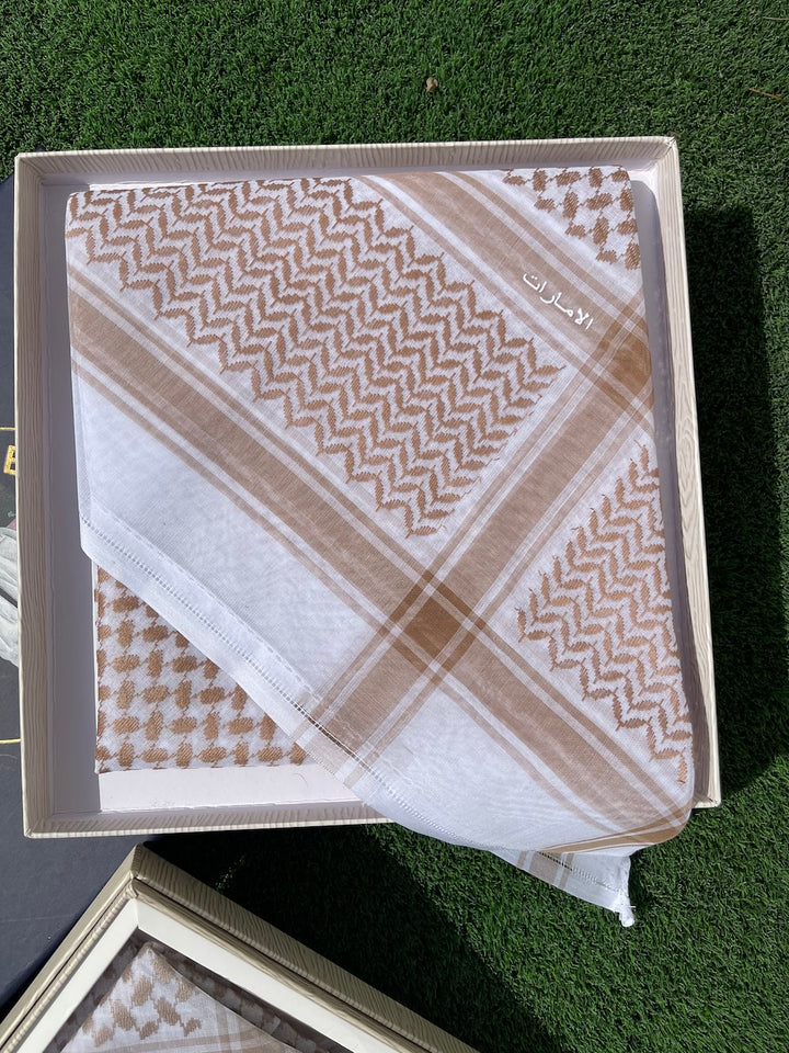 Gold Luxury Keffiyeh – Traditional Stiff Cotton Scarf