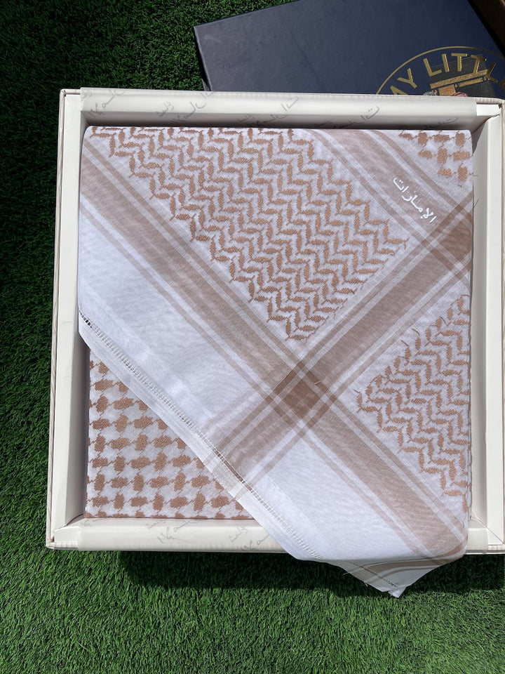 Light Gold Luxury Keffiyeh – Traditional Stiff Cotton Scarf