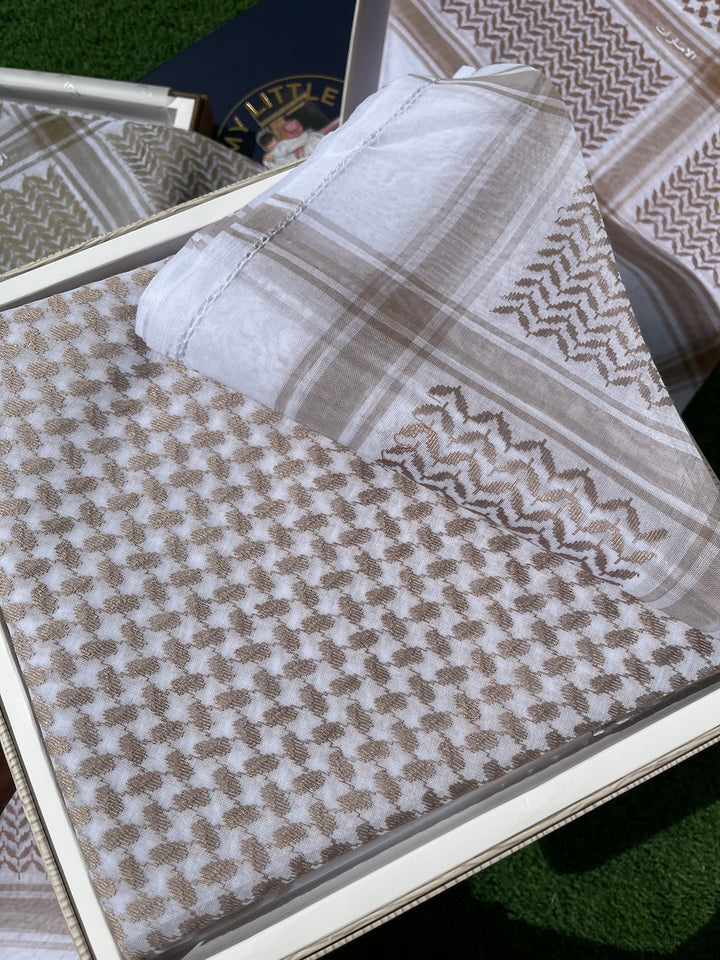 Light Mink Luxury Keffiyeh – Traditional Stiff Cotton Scarf