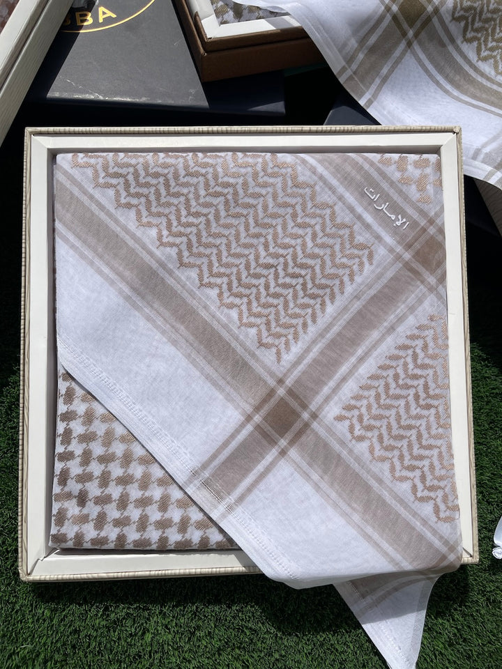 Light Mink Luxury Keffiyeh – Traditional Stiff Cotton Scarf