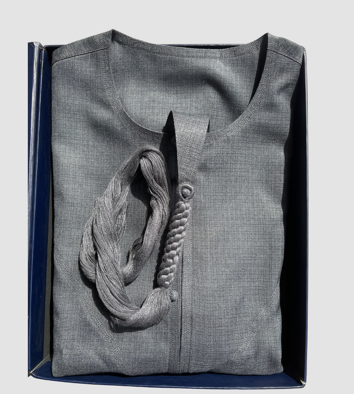 Mens Deep Grey Cashmere Wool Emirati Thobe