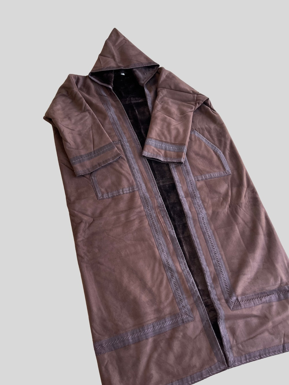 معطف فرو فروة سوري بني غامق