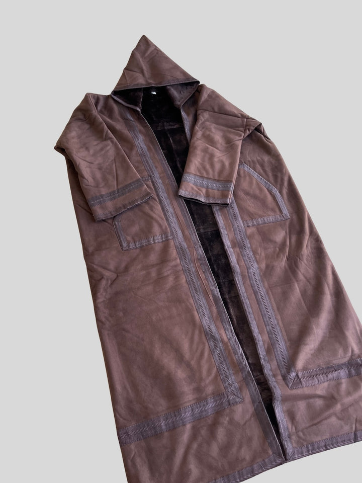 معطف فرو فروة سوري بني غامق