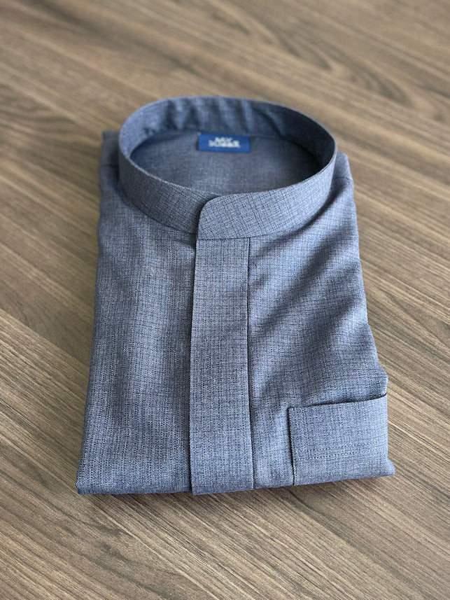 ثوب كويتي من صوف الكشمير والصوف باللون الأزرق الداكن للرجال