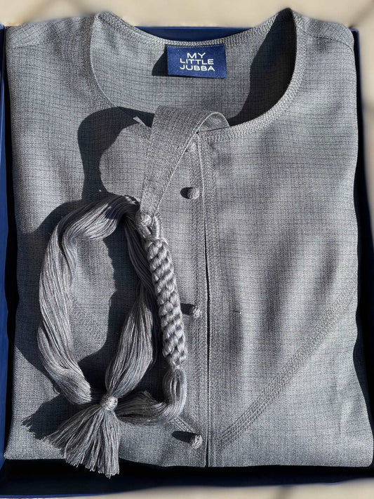 Mens Grey Cashmere Wool Emirati Thobe