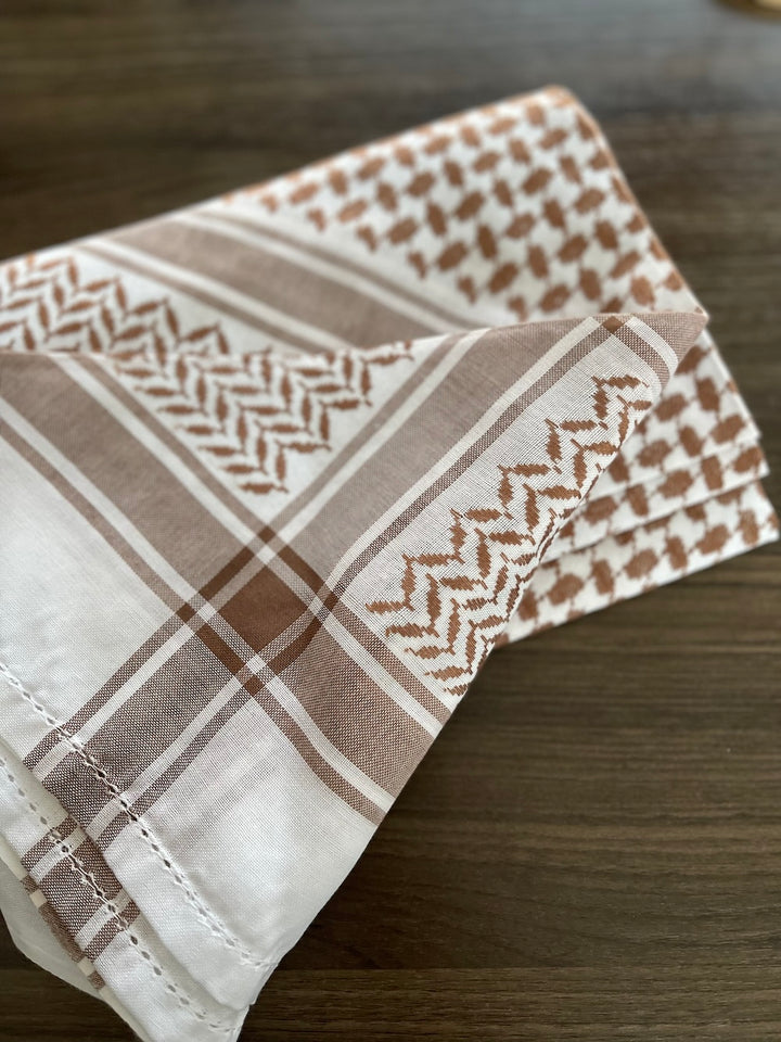 وشاح كوفية ثقيل الوزن باللونين البرونزي والأبيض للجنسين