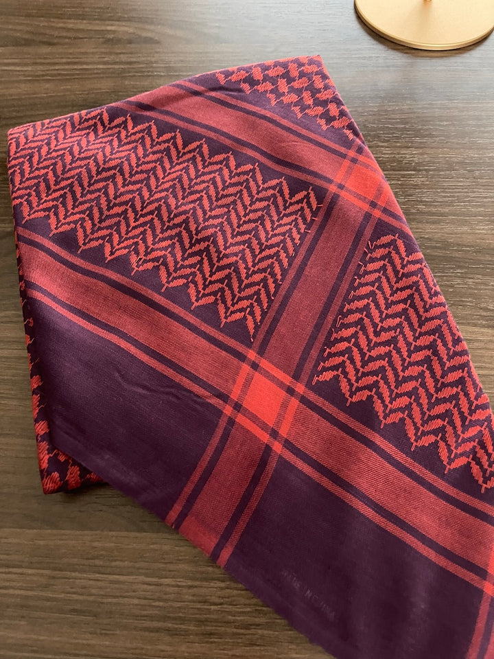 Classic Unisex Purple & Red Keffiyeh Scarf