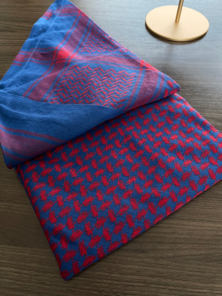 Classic Unisex Red & Blue Keffiyeh Scarf