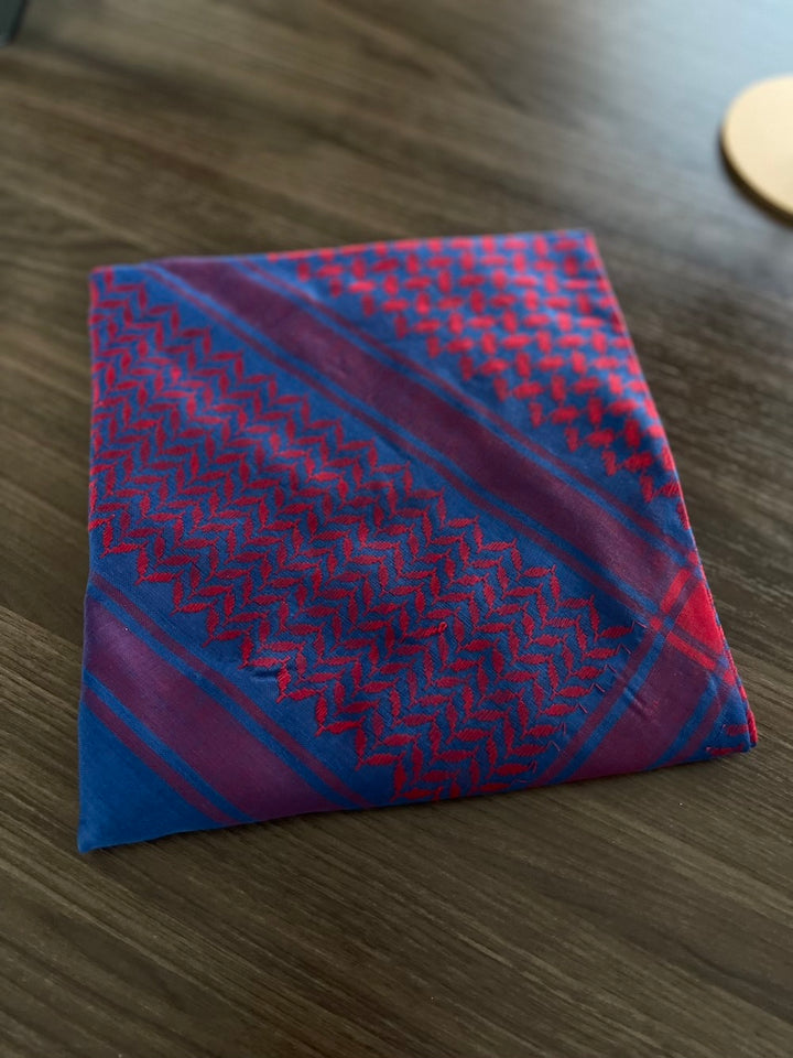 Classic Unisex Red & Blue Keffiyeh Scarf