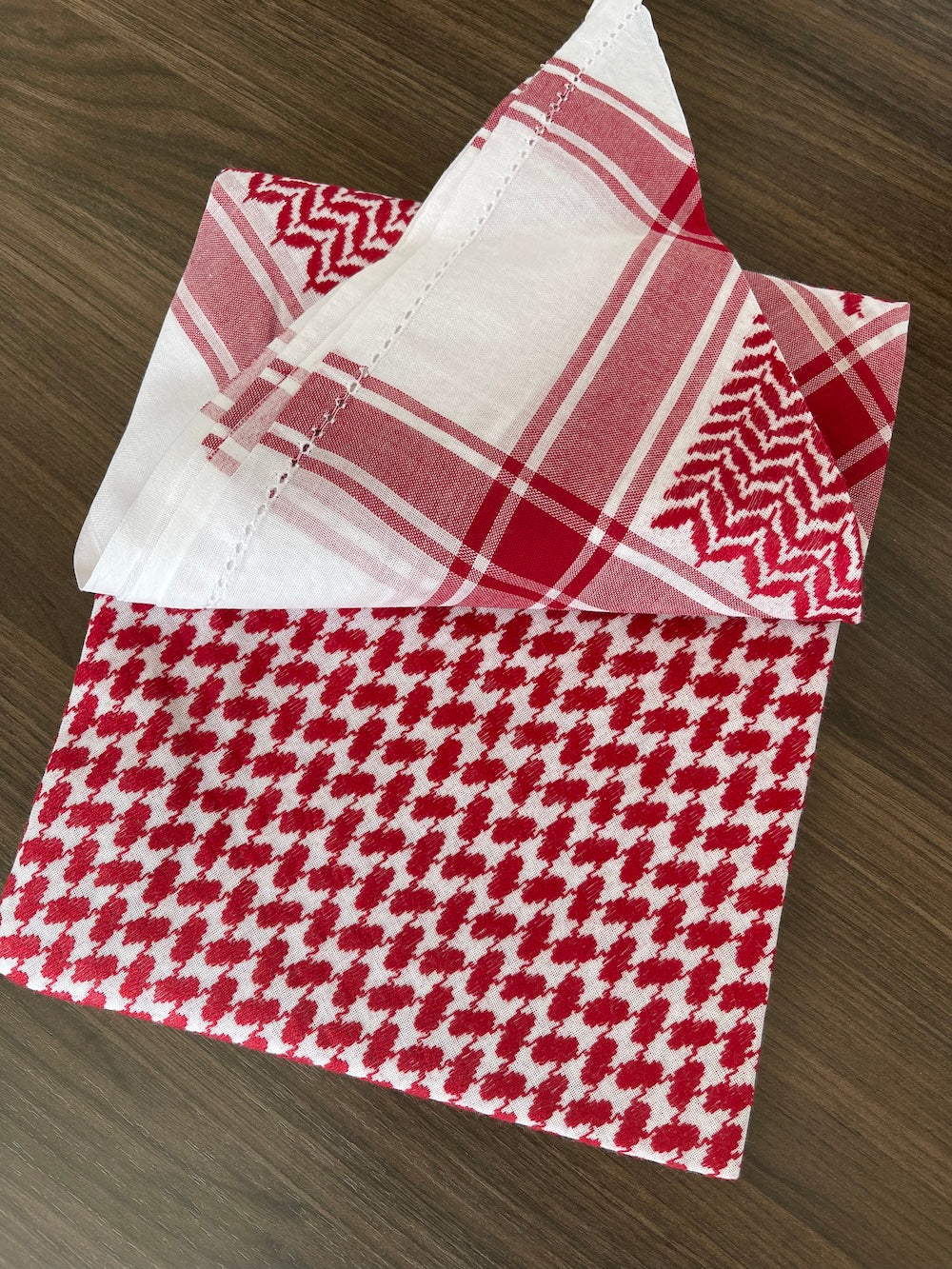 وشاح كوفية فاخر باللونين الأحمر والأبيض للجنسين 100% قطن